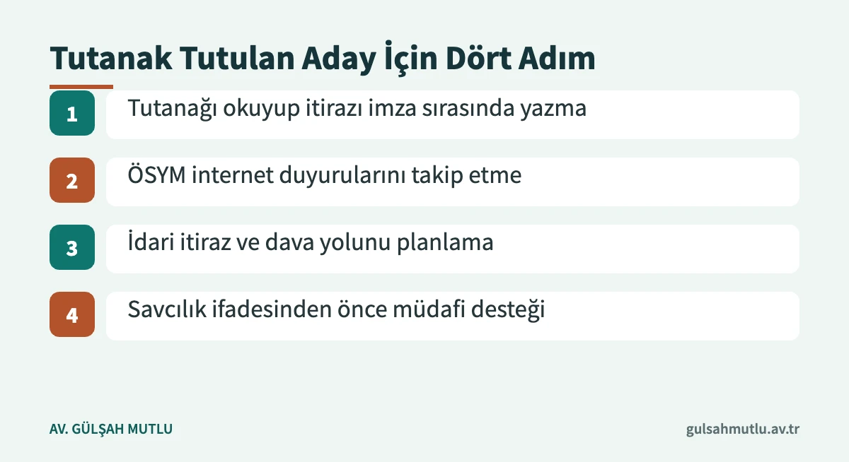 ÖSYM sınavında hakkında tutanak tutulan adayın izleyebileceği dört adım