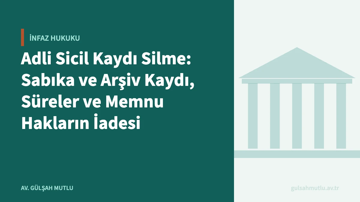 Adli Sicil Kaydı Silme: Sabıka ve Arşiv Kaydı, Süreler ve Memnu Hakların İadesi