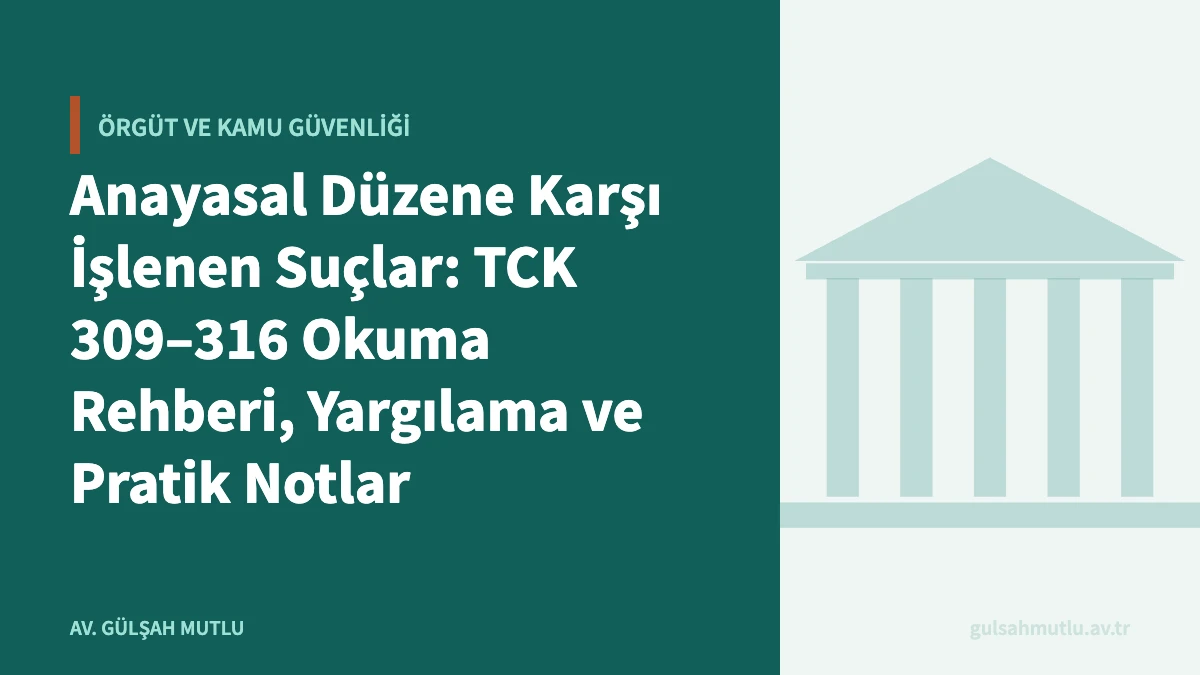 Anayasal Düzene Karşı İşlenen Suçlar: TCK 309–316 Okuma Rehberi, Yargılama ve Pratik Notlar