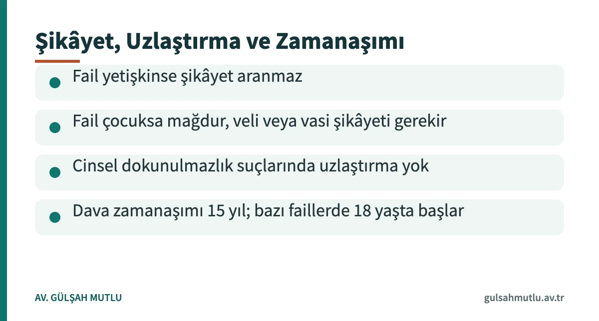 Sarkıntılık dosyasında şikâyet şartı, uzlaştırma yasağı ve zamanaşımı kuralları