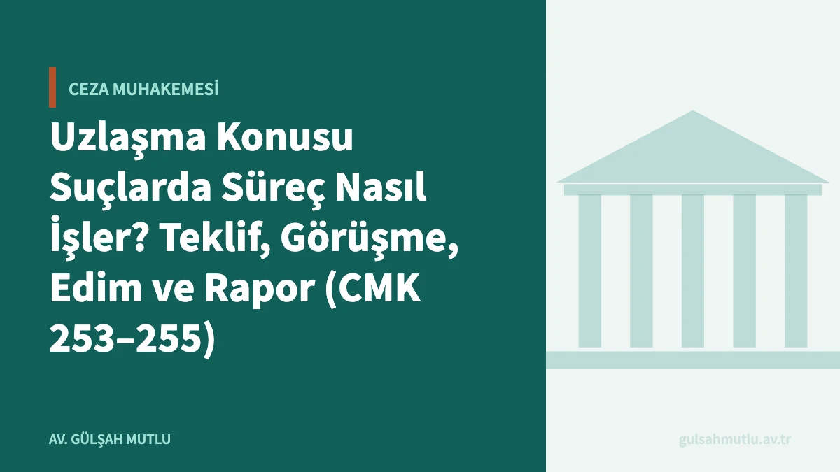 Uzlaşma Konusu Suçlarda Süreç Nasıl İşler? Teklif, Görüşme, Edim ve Rapor (CMK 253–255)