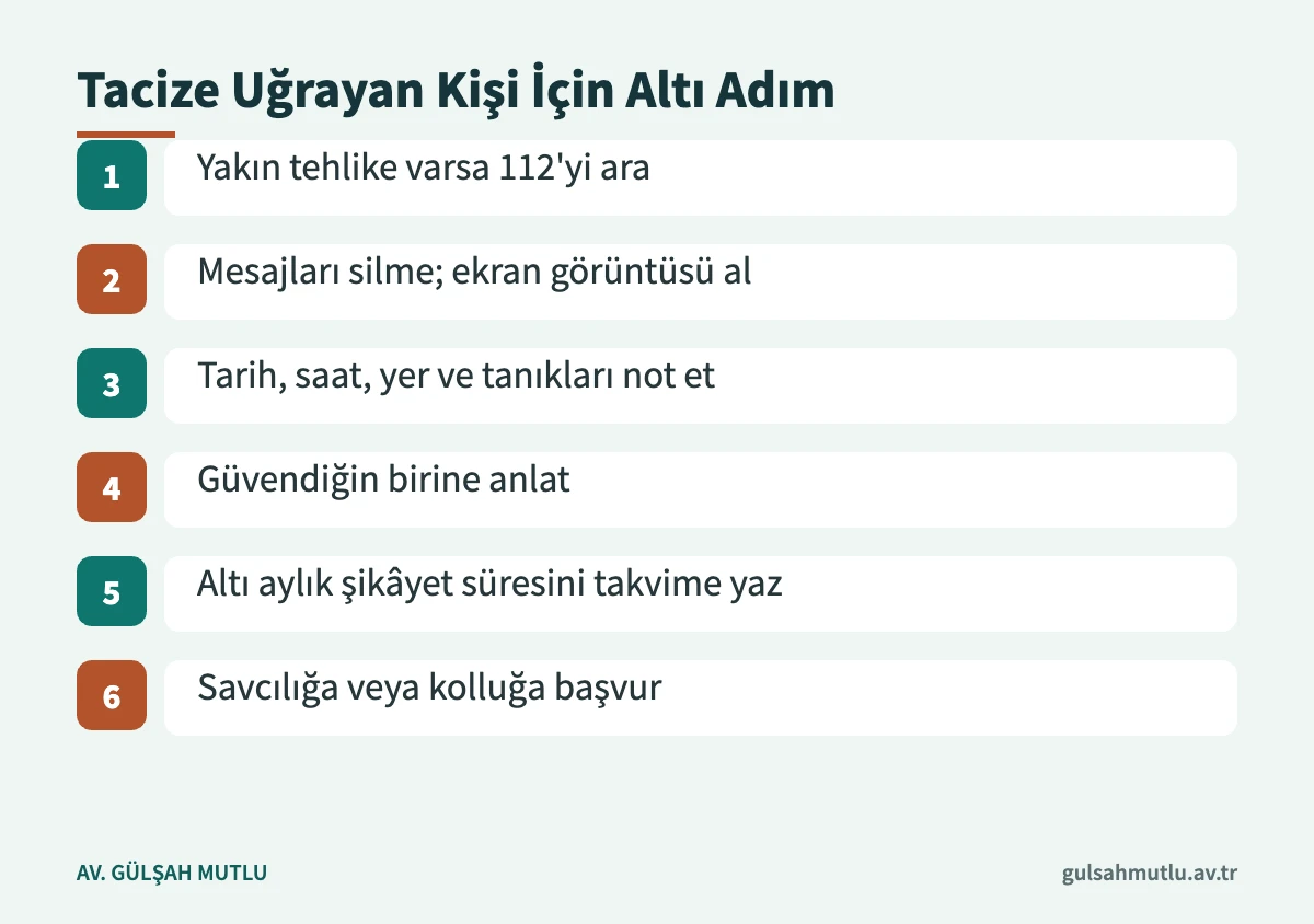Taciz mağdurunun delilleri koruyup şikâyet hakkını kullanması için altı adım