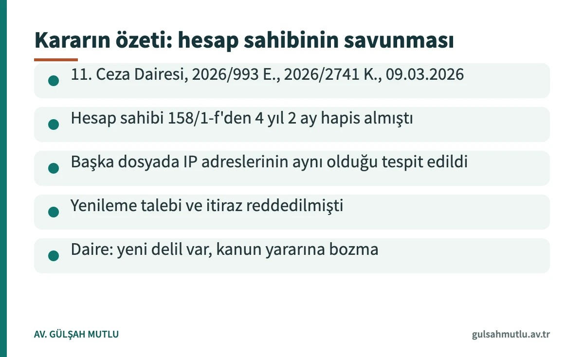 IBAN dolandırıcılığı yargıtay kararı özet kartı: hesap sahibinin savunması ve yargılamanın yenilenmesi
