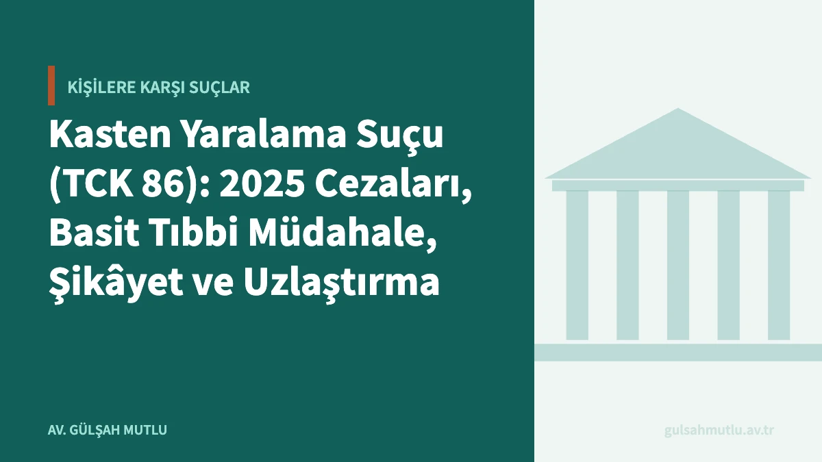 Kasten Yaralama Suçu (TCK 86): 2025 Cezaları, Basit Tıbbi Müdahale, Şikâyet ve Uzlaştırma