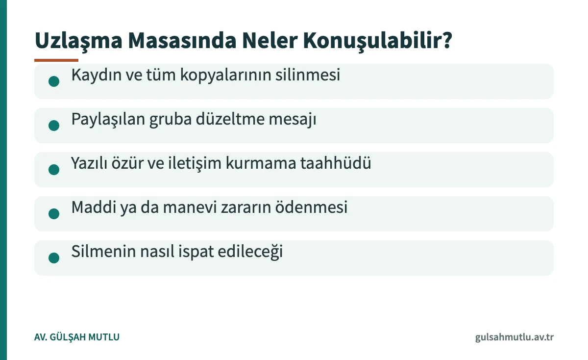 TCK 133 dosyalarında uzlaştırma görüşmesinde kararlaştırılabilecek edim örneklerini gösteren kart