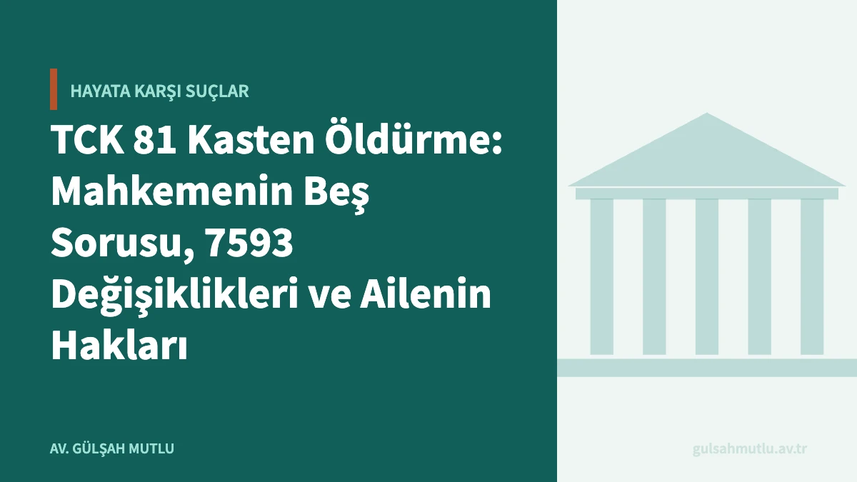 TCK 81 Kasten Öldürme: Mahkemenin Beş Sorusu, 7593 Değişiklikleri ve Ailenin Hakları