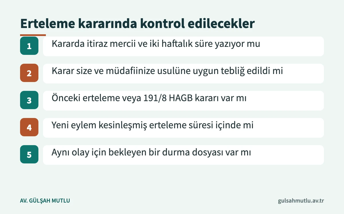 TCK 191 erteleme kararı alan kişinin kontrol etmesi gereken beş husus
