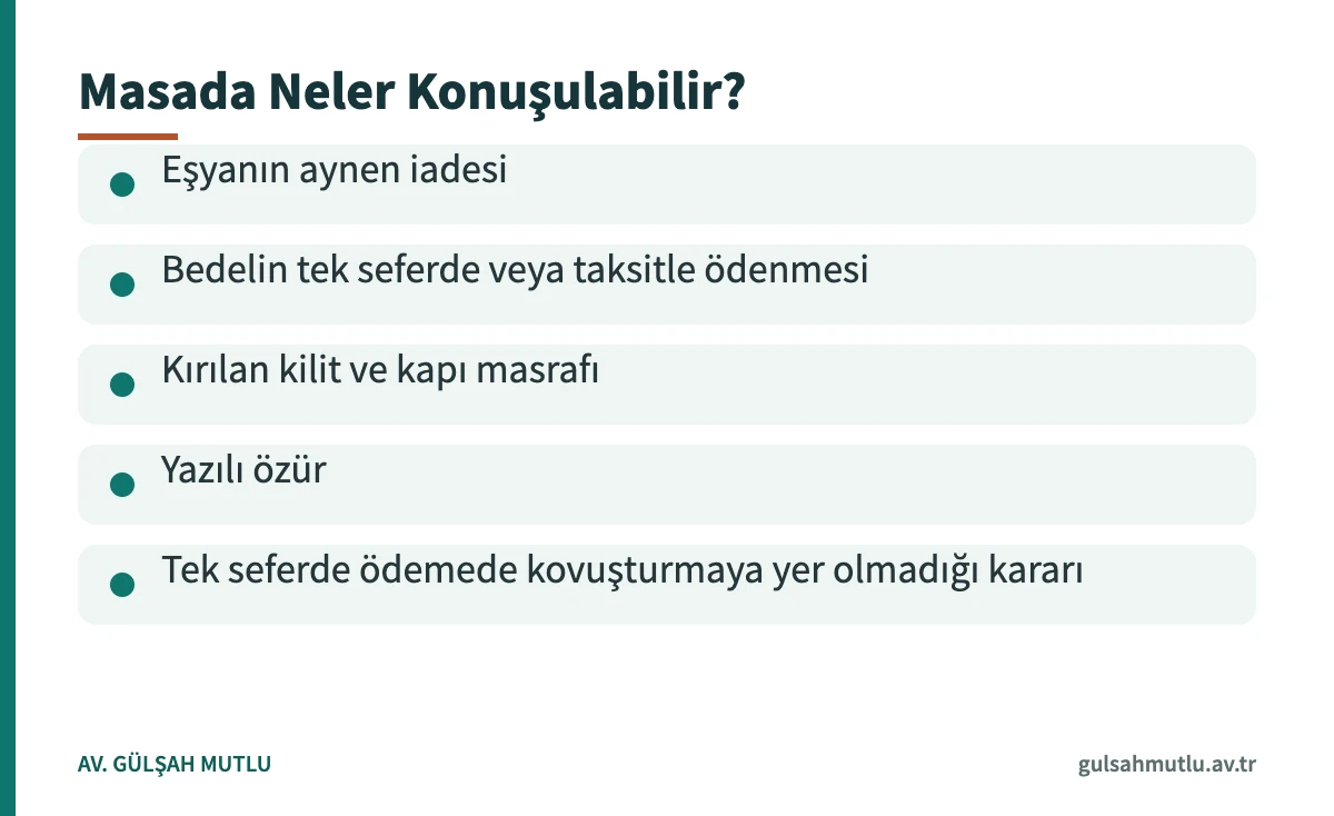 Temel hırsızlıkta uzlaştırma görüşmesinde gündeme gelebilecek edimler