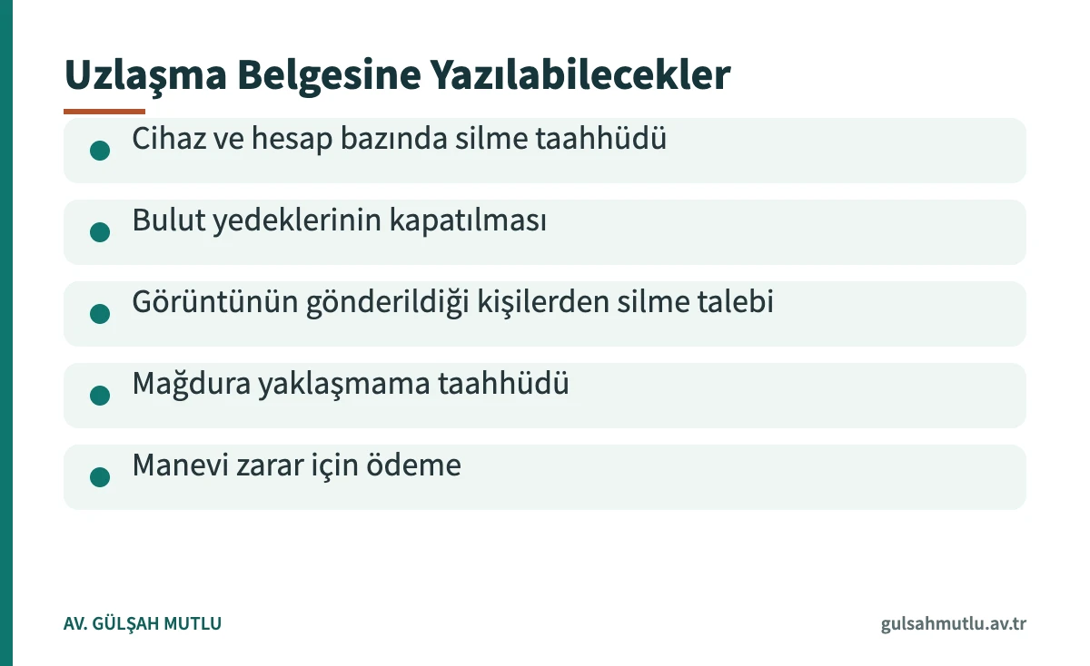 TCK 134 dosyalarında uzlaşma belgesine yazılabilecek edim örneklerini gösteren kart