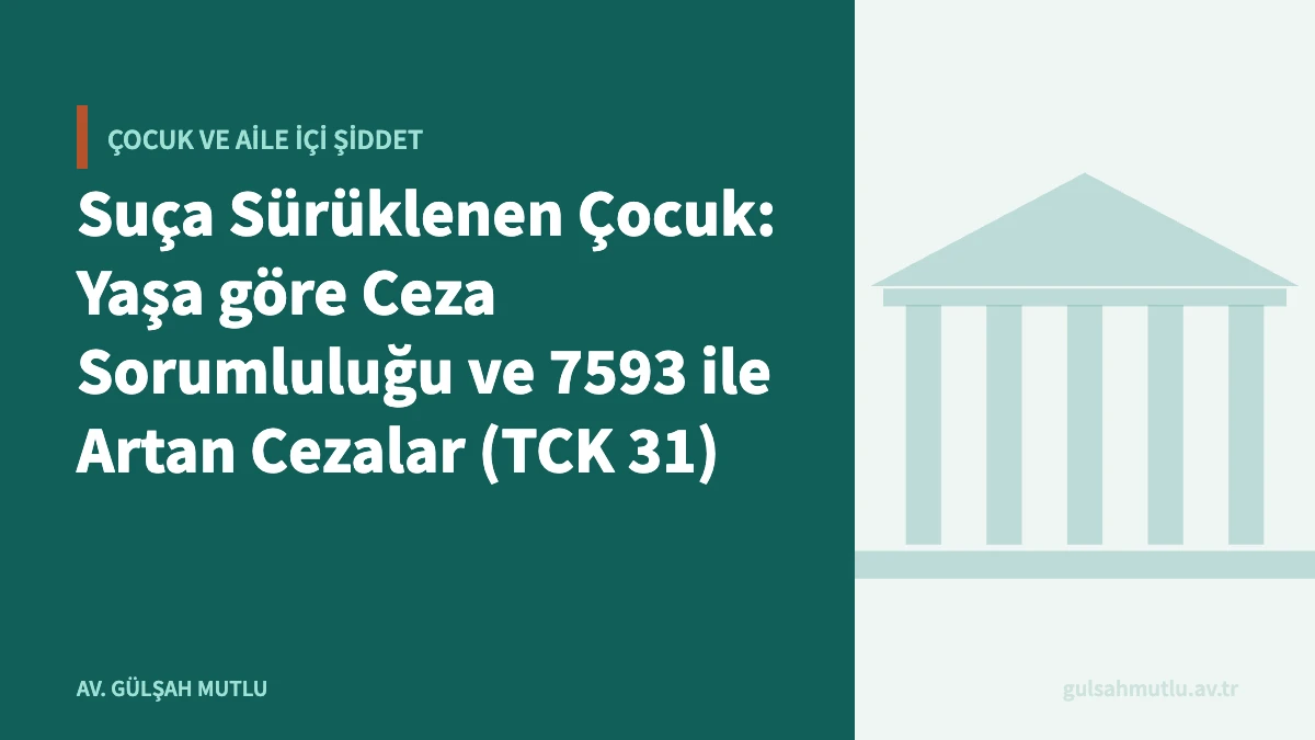 Suça Sürüklenen Çocuk: Yaşa göre Ceza Sorumluluğu ve 7593 ile Artan Cezalar (TCK 31)