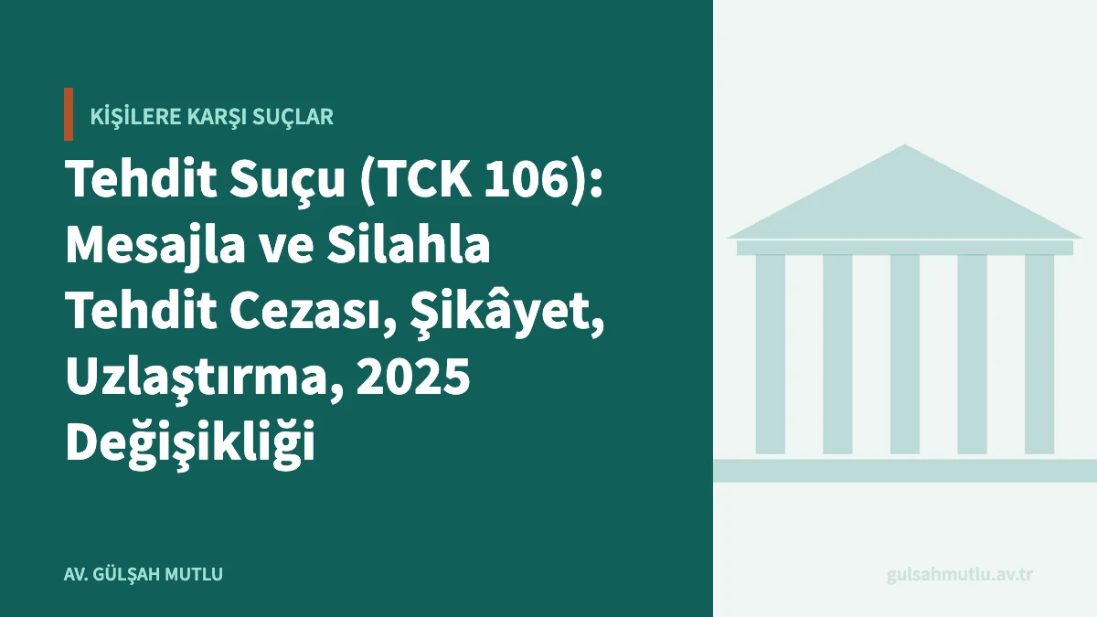 Tehdit Suçu (TCK 106): Mesajla ve Silahla Tehdit Cezası, Şikâyet, Uzlaştırma, 2025 Değişikliği
